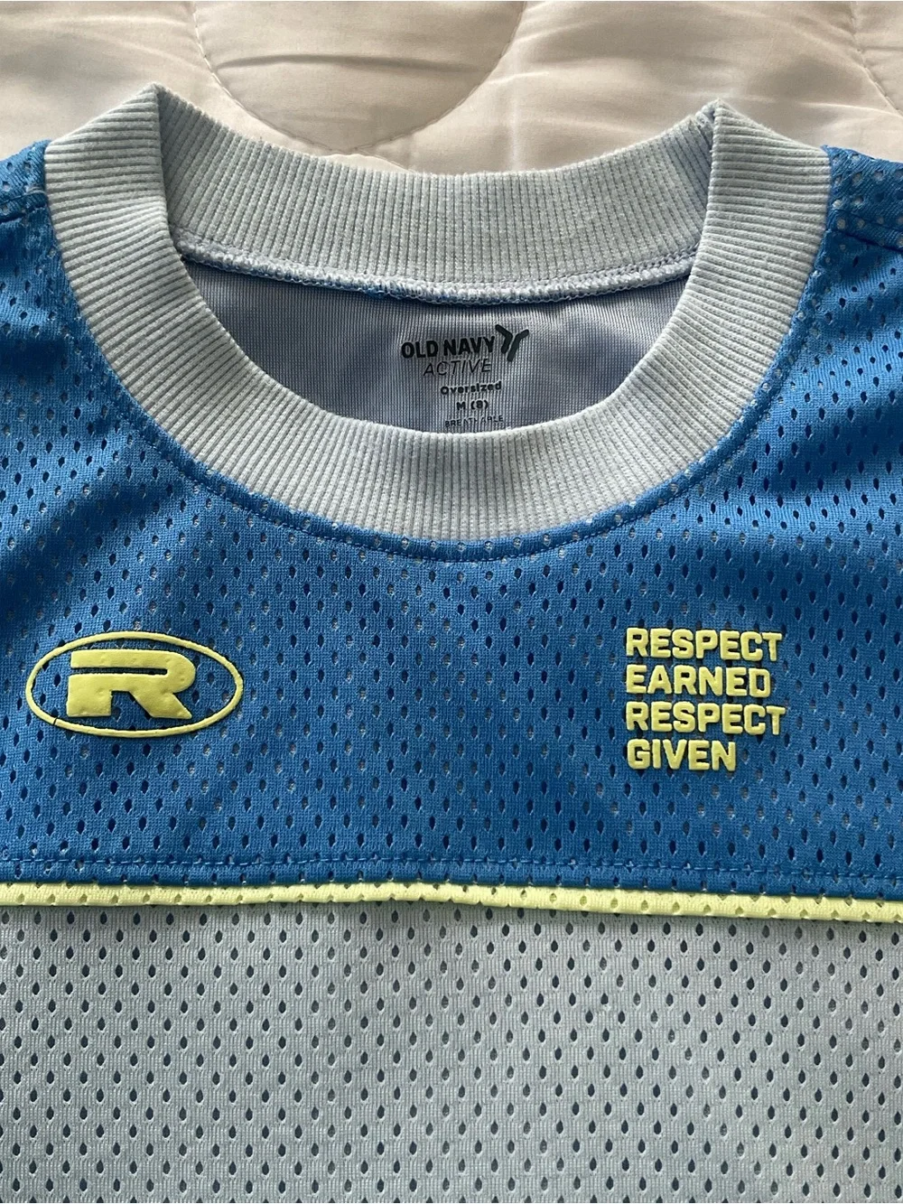 Old Navy Light Blue and Blue Mesh color-block T-shirt